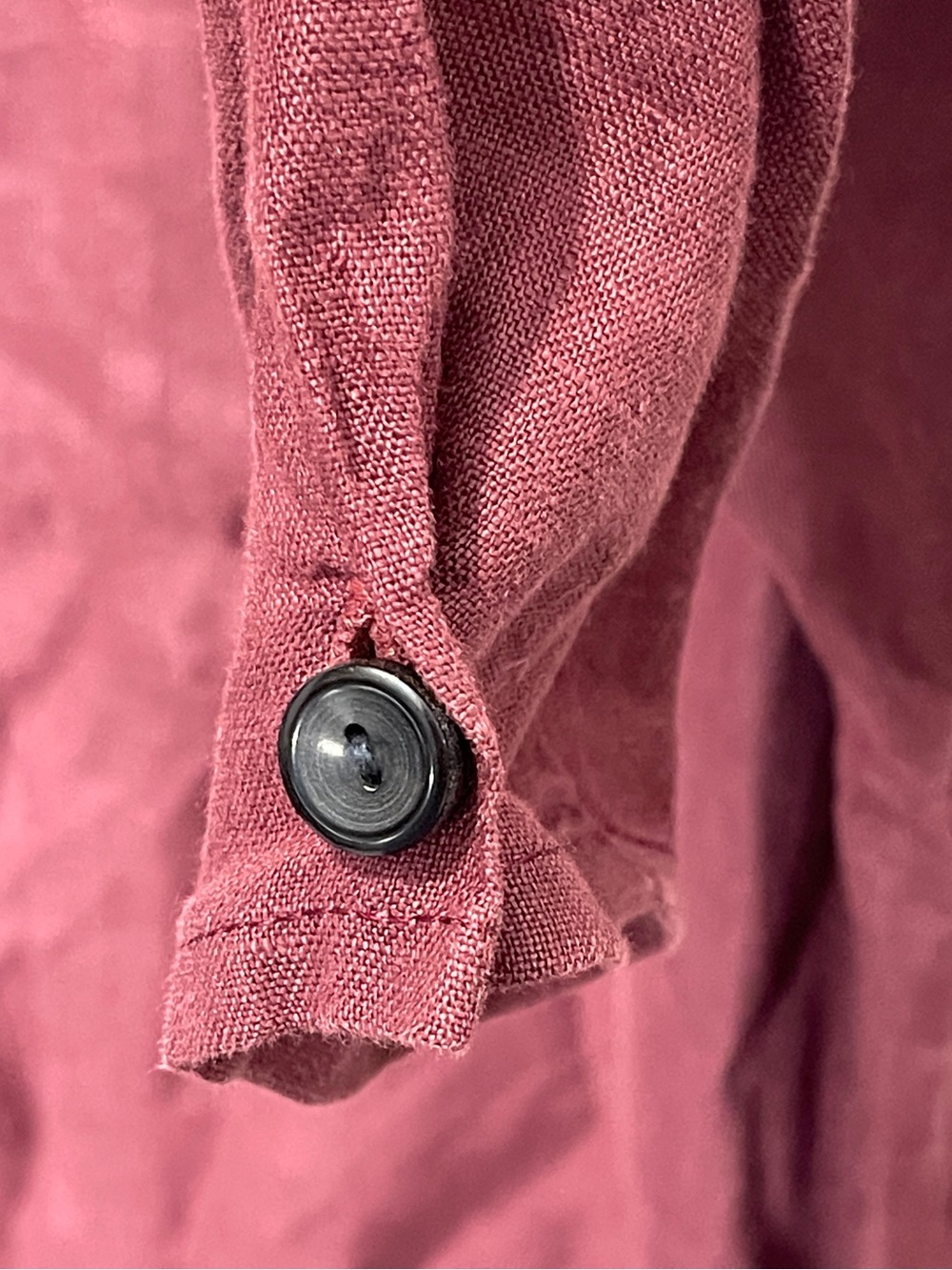Flax Burgundy Maroon Button Front Top 100% Linen Oversized Medium Lagenlook Art - Picture 6 of 6